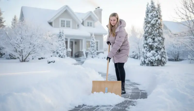 Die traditionelle Holz-Schneeschaufel