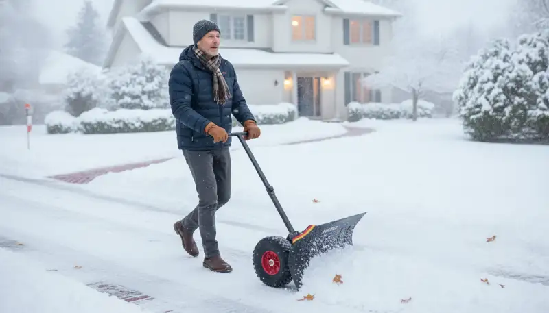 Effizient Schneeschaufeln mit Rädern